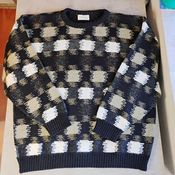 Vintage Protege Knit Crewneck Grandpa Sweater Geometric Men's Size Large - Picture 8 of 12